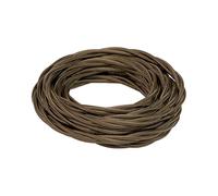 FANTON Cable eléctrico textil color marrón trenza seda 5 m 3G1.5 hilo revestido de tela vintage estilo retro para lámparas aplique 93868-05