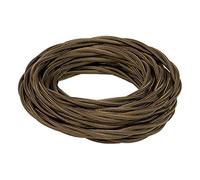 FANTON Cable eléctrico textil color marrón trenza seda 50 m 3G0,75 hilo revestido de tela vintage estilo retro para lámparas aplique 93966-50