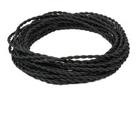 FANTON Cable eléctrico textil color negro trenza seda 10 m 3G0,75 hilo revestido de tela vintage estilo retro para lámparas aplique 93886-10
