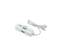 FANTON Regleta Triax 474124 con 2 Tomas USB A y C, 1 Toma bipaso-shuko, 2 Tomas bipaso, Cable de 1,5 m, Enchufe en escuadra 10 A + Interruptor de Seguridad, Color Blanco