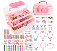 Fantspati Juguetes Juegos de Joyas para Niña, Regalo Niña 3 4 5 6 7 8 9 10 Años, Kit Joyas con Anillos, Pendientes, Collares, Pulseras, Gomas de Pelo e Horquillas, Navidad Cumpleaños Regalo