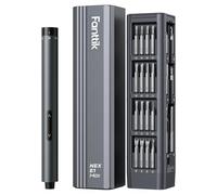 Fanttik Mini destornillador eléctrico, juego de destornilladores de precisión con 50 puntas de precisión magnéticas, par de 2 engranajes, sin cable, para cámara de teléfono, reloj portátil (Gris)