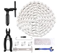 FANXIYA Cadena Bicicleta 6/7/8 Velocidades con Kit de Herramientas, Cadena 116 Eslabones, Eslabones Rápidos, Extractor y Cepillo para MTB y Carretera