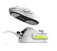 Fanxoo G-Power Base de carga para ratón inalámbrico Logitech G502 G502X Plus GPW G903 G703 con luz RGB y control de volumen para ordenador (no incluye ratón) (Blanco)