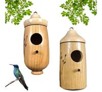 Fanyil Wooden Hummingbird House, Lifweb Hummingbird Feeder, Wooden Hummingbird Feeder for Outside, Humming Bird House for Outside Hanging, Gardening Decoration (B+C)