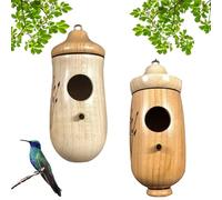 Fanyil Wooden Hummingbird House, Lifweb Hummingbird Feeder, Wooden Hummingbird Feeder for Outside, Humming Bird House for Outside Hanging, Gardening Decoration (A+B)