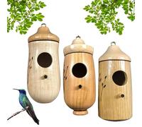 Fanyil Wooden Hummingbird House, Lifweb Hummingbird Feeder, Wooden Hummingbird Feeder for Outside, Humming Bird House for Outside Hanging, Gardening Decoration (A+B+C)