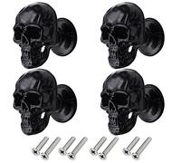 FANYUN Paquete de 4 pomos de esqueleto de calavera para gabinetes, tiradores de un solo agujero para cajones, armarios, estanterías, aparadores, muebles, decoración (negro)