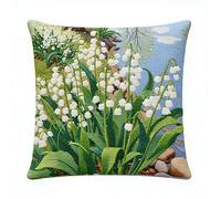 FanZheZhe cojín para bordar punto de cruz Lirio de los valles 11ct45x45cm Kit de punto de aguja de patrón fácil impreso colorido para adultos principiantes regalo