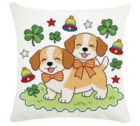 FanZheZhe cojín para bordar punto de cruz Perro 11ct45x45cm Kit de punto de aguja de patrón fácil impreso colorido para adultos principiantes regalo