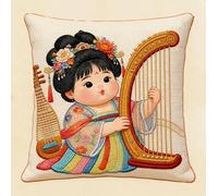 FanZheZhe cojín para punto de cruz Niña 11ct45x45cm Manualidades Adultos Decoracion Bordar Kit Principiantes Completo DIY Bordado Creativo Regalo