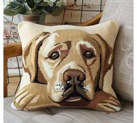 FanZheZhe Kit de cojín de punto de cruz estampado Cachorro funda de cojín de punto de cruz de 11CT, que es más fácil de bordar, funda de cojín hecha a mano para decoración del hogar, 45x45 cm