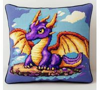 FanZheZhe Kit de cojín de punto de cruz estampado Dragón de fantasía funda de cojín de punto de cruz de 11CT, que es más fácil de bordar, funda de cojín hecha a mano para decoración del hogar, 45x45