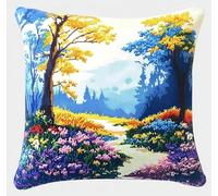 FanZheZhe Kit de cojín de punto de cruz estampado Hermosas flores funda de cojín de punto de cruz de 11CT, que es más fácil de bordar, funda de cojín hecha a mano para decoración del hogar, 45x45 cm