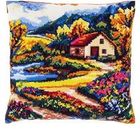 FanZheZhe Kit de cojín de punto de cruz estampado paisaje pastoral funda de cojín de punto de cruz de 11CT, que es más fácil de bordar, funda de cojín hecha a mano para decoración del hogar, 45x45 cm