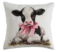 FanZheZhe Kit de cojín de punto de cruz estampado Ternero animal funda de cojín de punto de cruz de 11CT, que es más fácil de bordar, funda de cojín hecha a mano para decoración del hogar, 45x45 cm