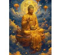 FanZheZhe Kit de punto de cruz DIY Kit de bordado,de punto de cruz para adultos principiantes arte de pared decoración del hogar Buda de oro 11CT40x50cm