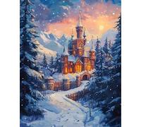 FanZheZhe Kit De Punto De Cruz Impreso De De 11 Quilates,Kits De Bordado Con Instrucciones Kit Para Colgar En La Pared Para Adultos, Decoración De Pared Castillo De Nieve 11Ct40X50Cm