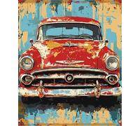 FanZheZhe Kit De Punto De Cruz Impreso De De 11 Quilates,Kits De Bordado Con Instrucciones Kit Para Colgar En La Pared Para Adultos, Decoración De Pared Coches Retro 11Ct40X50Cm