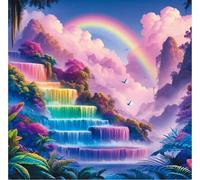 FanZheZhe Kit De Punto De Cruz Impreso De De 11 Quilates,Kits De Bordado Con Instrucciones Kit Para Colgar En La Pared Para Adultos, Decoración De Pared Cascada Arcoiris 11Ct50X70Cm