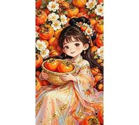 FanZheZhe kit para bordar en punto de cruz con tela kit de adornos de punto de cruz de flores coloridas para adultos principiantes, decoración del hogar Caqui 11ct40x50cm