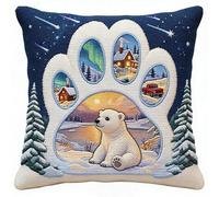 FanZheZhe kit punto de cruz cojín Oso polar 11ct45x45cm Manualidades Adultos Decoracion Bordar Kit Principiantes Completo DIY Bordado Creativo Regalo