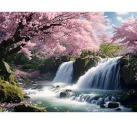 FanZheZhe Kit punto de cruz tela impresa Flores y cascadas Embroidery Bordado Completo Esquemas para Principiantes Patrones Contado 40x50cm