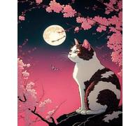 FanZheZhe Kit punto de cruz tela impresa Gato Sakura Embroidery Bordado Completo Esquemas para Principiantes Patrones Contado 40x50cm