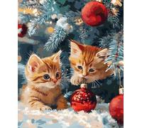 FanZheZhe Kit punto de cruz tela impresa Patrón de árbol y gato Embroidery Bordado Completo Esquemas para Principiantes Patrones Contado 40x50cm