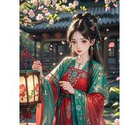 FanZheZhe Kit punto de cruz tela impresa Retrato de niña Embroidery Bordado Completo Esquemas para Principiantes Patrones Contado 40x50cm