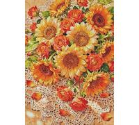 FanZheZhe kits nuevos para bordar en punto de cruz DIY Cross Stitch Kit de Cruz Bordado a Mano Kit de bordado impreso, decoración del hogar Girasol 11ct40x50cm
