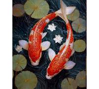 FanZheZhe mantel punto de cruz kit completo hilo y tela dmc manteles Koi 11ct40x50cm DIY Cross Stitch Kit de Cruz Bordado a Mano Kit de bordado impreso, decoración del hogar