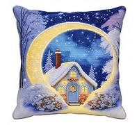 FanZheZhe Punto De Cruz Cojin Decorativo Escena nevada 11ct45x45cm Manualidades Adultos Decoracion Bordar Kit Principiantes Completo DIY Bordado Creativo Regalo