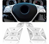FANZI Embellecedor de botón de volante de coche compatible con Mercedes Benz SL GL GLA CLA CLS GLK SLK A B C E M G Class - Plata (Modelo D)