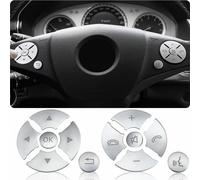 FANZI Embellecedor de botón para volante de coche, compatible con Mercedes Benz C E Clase W204 W212 W221 GLK X204 - Plata (modelo C)