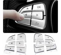 FANZI Embellecedor de botón para volante de coche compatible con Mercedes Benz GLA CLA GLS GLE CLS SL A B Class - Plata (Modelo B)