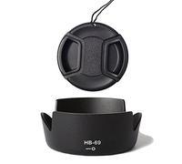 FANZR Parasol de lente HB-69 y 52mm Tapa de lente compatible con Nikon D5300 D5200 D3200 kit AF-S DX 18-55mm F/3.5-5.6G VR II, Black