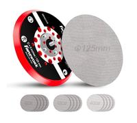 FANZWORK Disco de lijado con velcro para lijadoras orbitales aleatorias Ø 125mm | Rosca exterior M8 | Disco de lijado con velcro | Incluye malla de lijado grano 80/120/240, 5 uds. c/u.