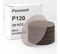 Fanzwork - Discos abrasivos autoadherentes de 150 mm, grano P120, 30 piezas, compatibles con lijadoras excéntricas, ideal para madera, masilla, pintura y plástico