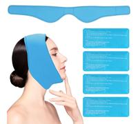 FAOKZE 4 Bolsas de Gel Reutilizable Frío Calor con Banda de Compresión, Hielo en Gel Compresas Multiusos Terapia para Mandíbula, Cara, Cabeza, Barbilla, Cirugía Facial Oral(azul claro)