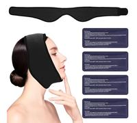 FAOKZE 4 Bolsas de Gel Reutilizable Frío Calor con Banda de Compresión, Hielo en Gel Compresas Multiusos Terapia para Mandíbula, Cara, Cabeza, Barbilla, Cirugía Facial Oral,negro