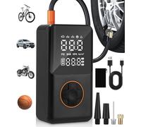 FAOKZE Compresor Aire Portatil,150PSI Compresor Aire Coche,4000mAh Mini Bomba de Aire Bicicleta Electrica con Manómetro Digital y Linterna LED,Hinchador Electrico para El Coche,Moto,Bicicleta,Balones