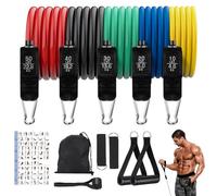 FAOKZE Gomas elasticas musculación con 5 Niveles de Resistencia,Set de Bandas de Resistencia con Anclaje para Puerta,Asas,Correa para Tobillo,Bolsa de Transporte,para Fitness/Estiramiento/Pilates
