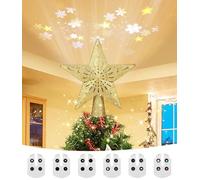 FAOKZE Topper de árbol de Navidad, Estrella con Proyector LED, Oro 3D Brillo para la Fiesta, Decoraciones de Interior
