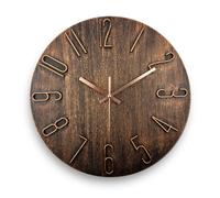 fapugh Reloj de Pared de 12 Pulgadas, silencioso, sin tictac, Reloj Decorativo de Estilo Moderno y preciso para el hogar, Oficina, Escuela, Cocina, Dormitorio, Sala de Estar (marrón)