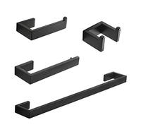 Fapully Juego de Accesorios de baño de 4 Piezas con toallero de 24 Pulgadas, Soporte para Papel, Gancho para Bata, Color Negro Mate