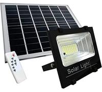 Far200WSOLAR-N - Foco LED SMD con panel solar, sensor crepuscular y mando a distancia, 200 W