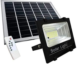 Far200WSOLAR-N - Foco LED SMD con panel solar, sensor crepuscular y mando a distancia, 200 W