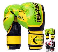 Farabi Boxing Gloves Boxing Gloves for Training Punching Sparring Muay Thai Kickboxing Gloves (Green, 14Oz)