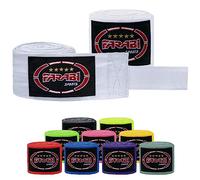 Farabi Sports Adulto Vendas Boxeo 4 Metros de Largo Vendas Boxeo Hombre & Mujer Vendas de Boxeo con Par para MMA, Muay Thai, Entrenamiento, Kickboxing y Deportes de Combate (White)